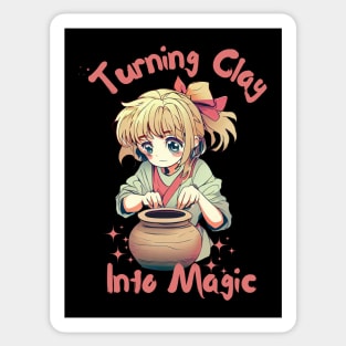 Turning clay into magic Pottery Anime girl Sticker